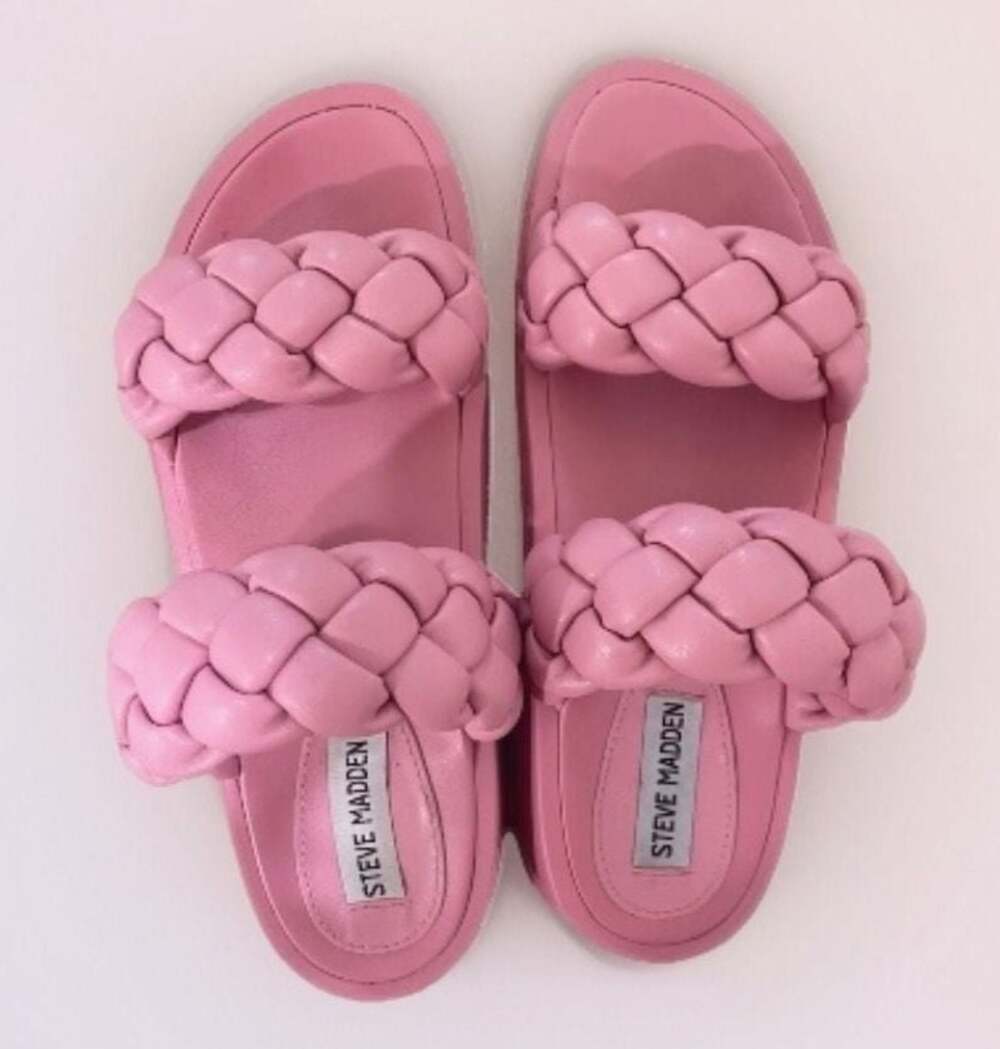 Steve Madden Pink Braided Platform Slide Sandals Size 8M Summer Sandals